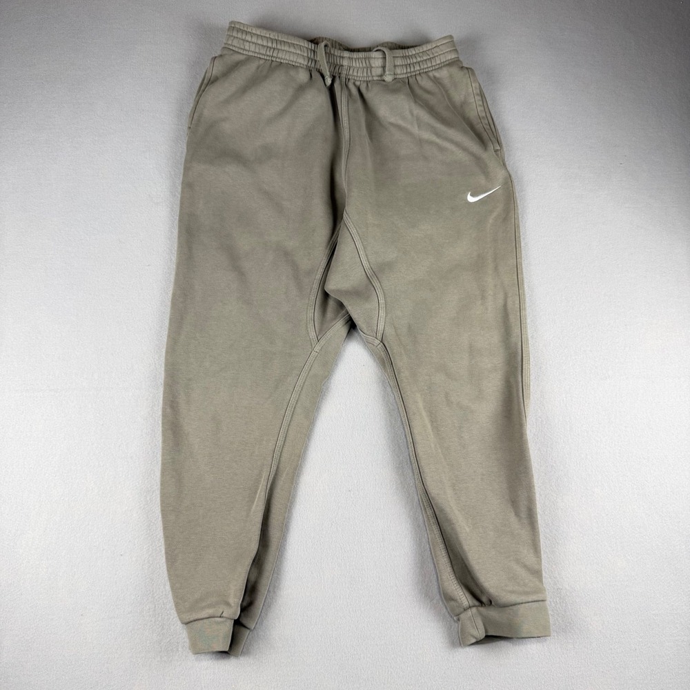Nike Mens Joggers Sweatpants Olive Green Khaki Fleece Swoosh Logo Large